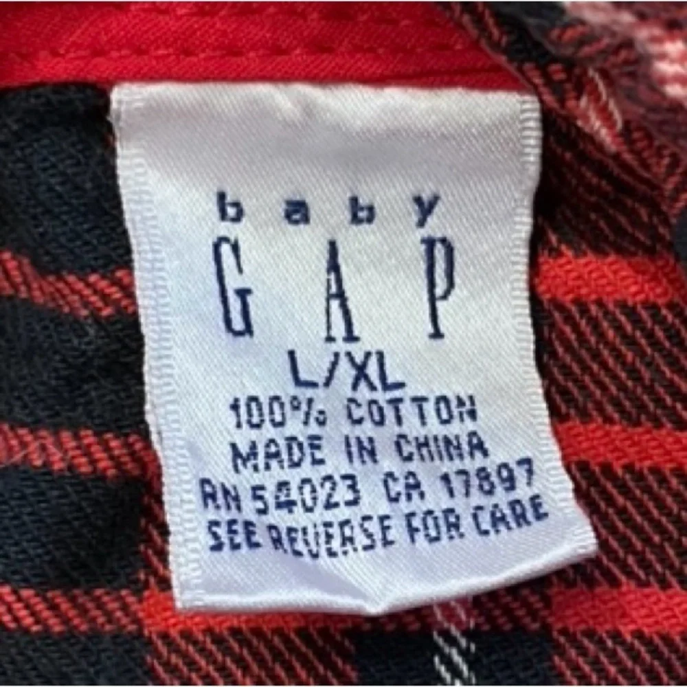 Vintage Baby Gap Infant L/XL Red/Black Plaid Cotton Bucket‎ Hat